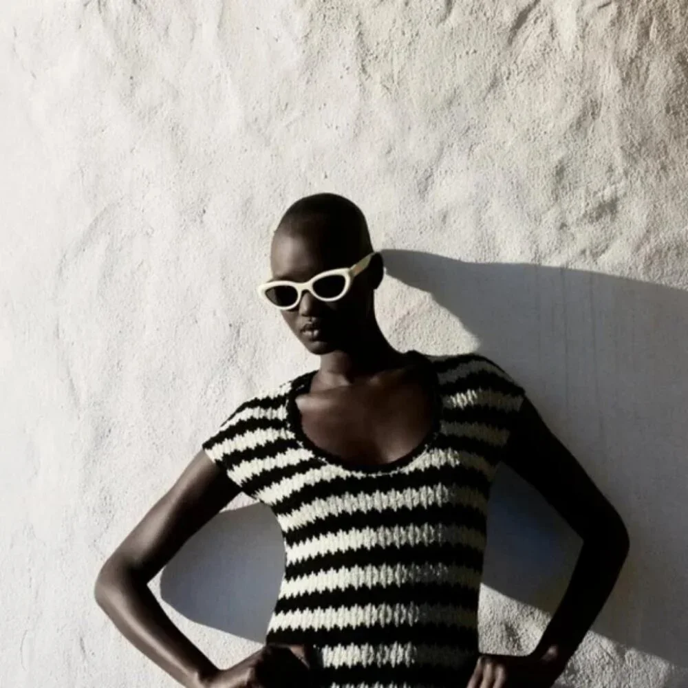 ZARA STRIPED RUSTIC DRESS - Picture 4 of 8
